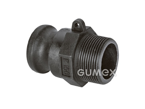 KAMLOK vsuvka DN25, vonkajší závit BSPT 1", 8,5bar, polypropylén, -20°C/+70°C, čierna
